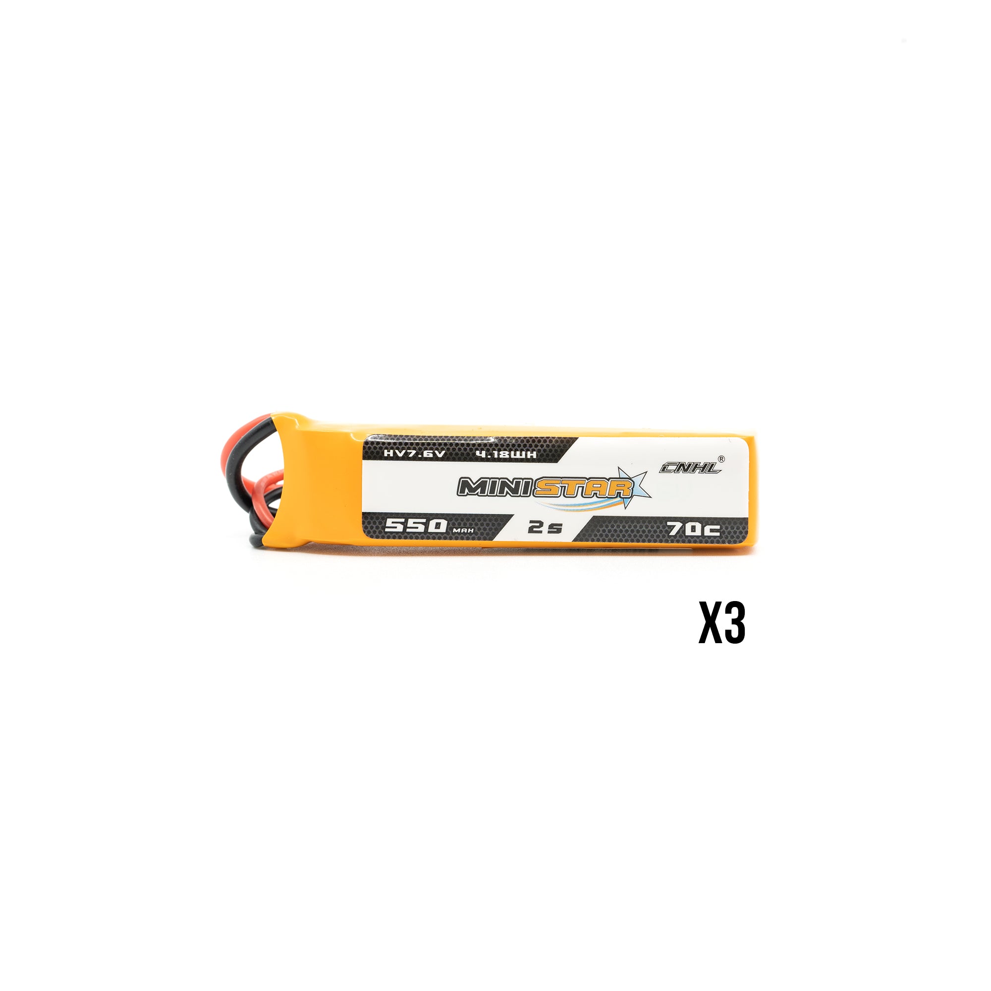 Chinahobbyline CNHL Ministar 550MAH 7.6V 2S 70C HV Lipo Battery (3 Pack) (XT30 Connector) [DG]