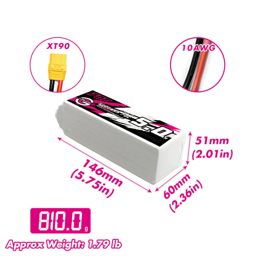 CNHL G+Plus 5000mAh 22.2V 6S 70C Lipo Battery with XT90 Plug [DG]