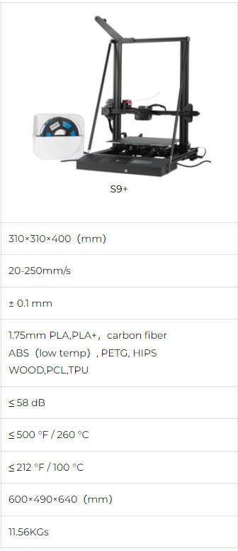 SUNLU S9+ 3D Printer with FilaDryer S1 (310×310×400)