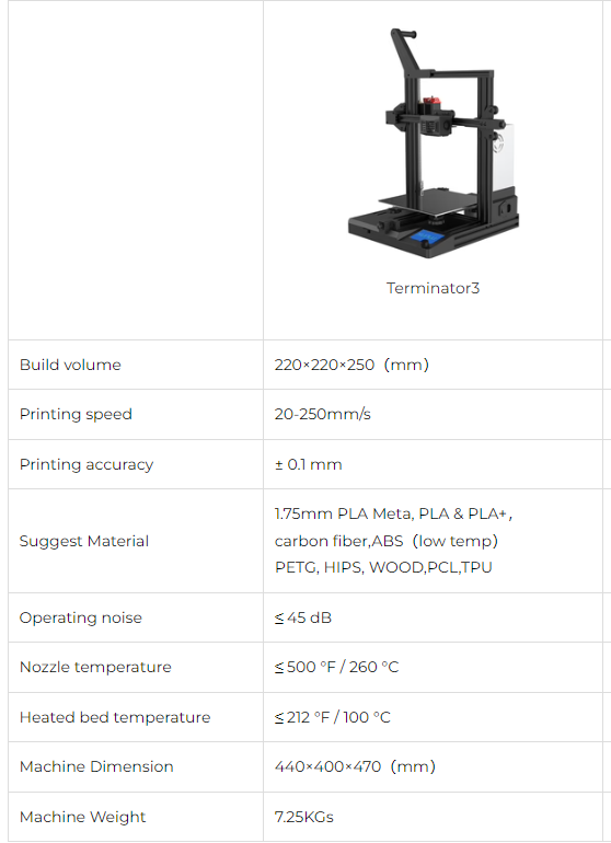 SUNLU Terminator 3 T3 3D Printer (220×220×250)