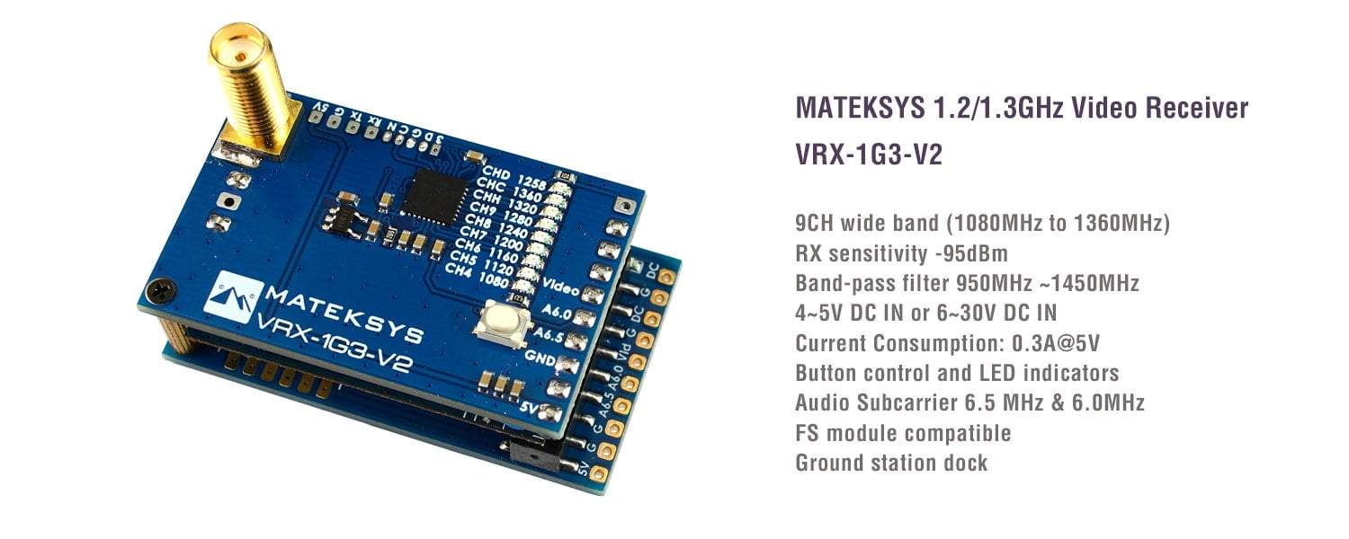 Matek 1.2/1.3Ghz Video Receiver VRX-1G3-V2